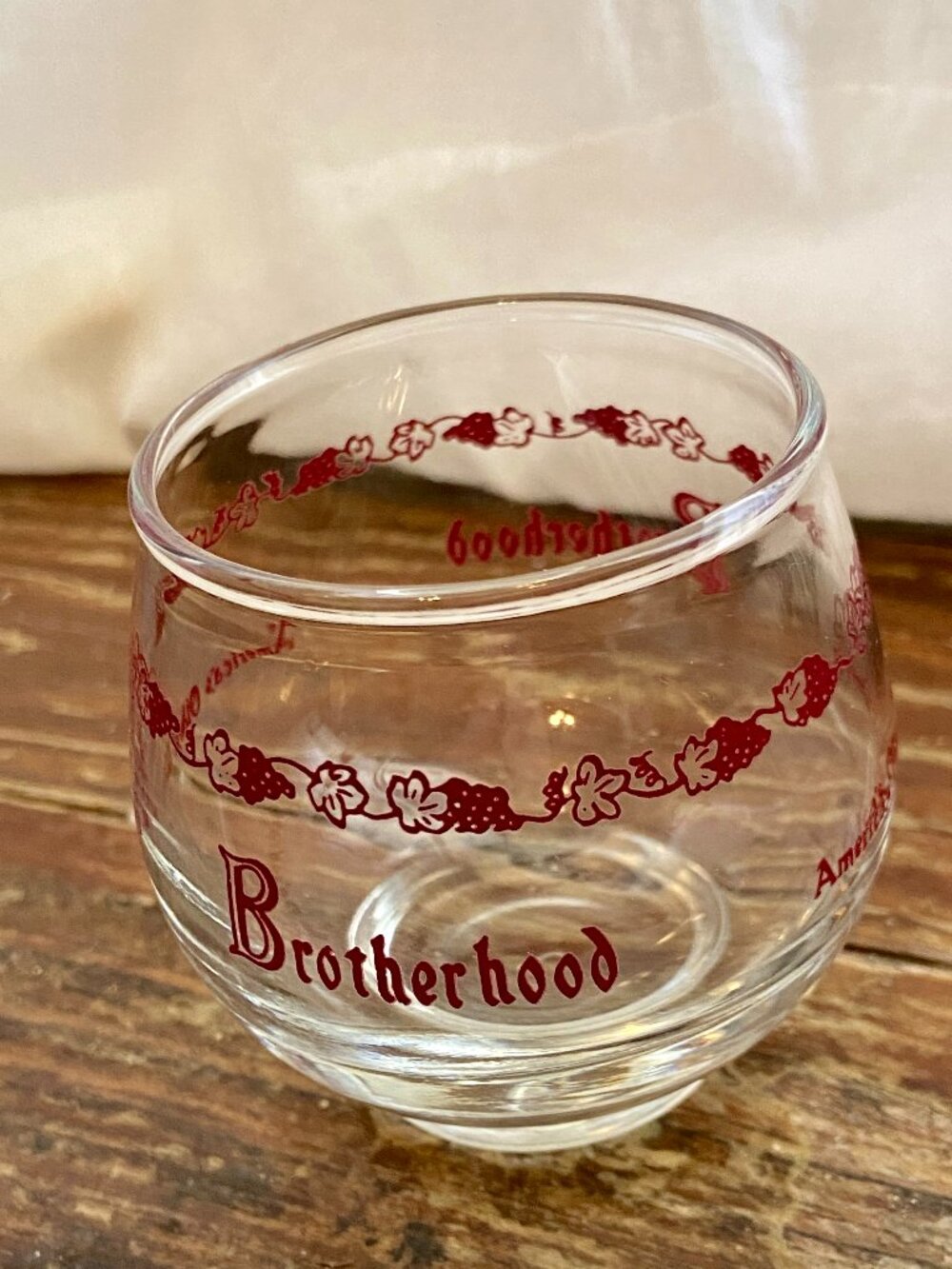 1 ~ Brotherhood America's Oldest Winery NY Tasting Glass Roly Poly Vintage